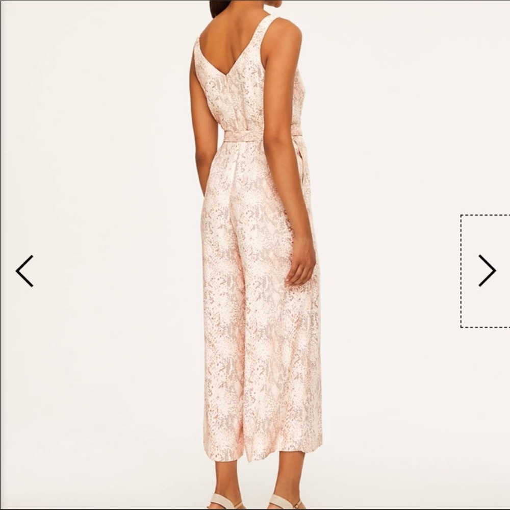 LOFT White Pink Snake Print Jumpsuit (6) - Picture 2 of 7